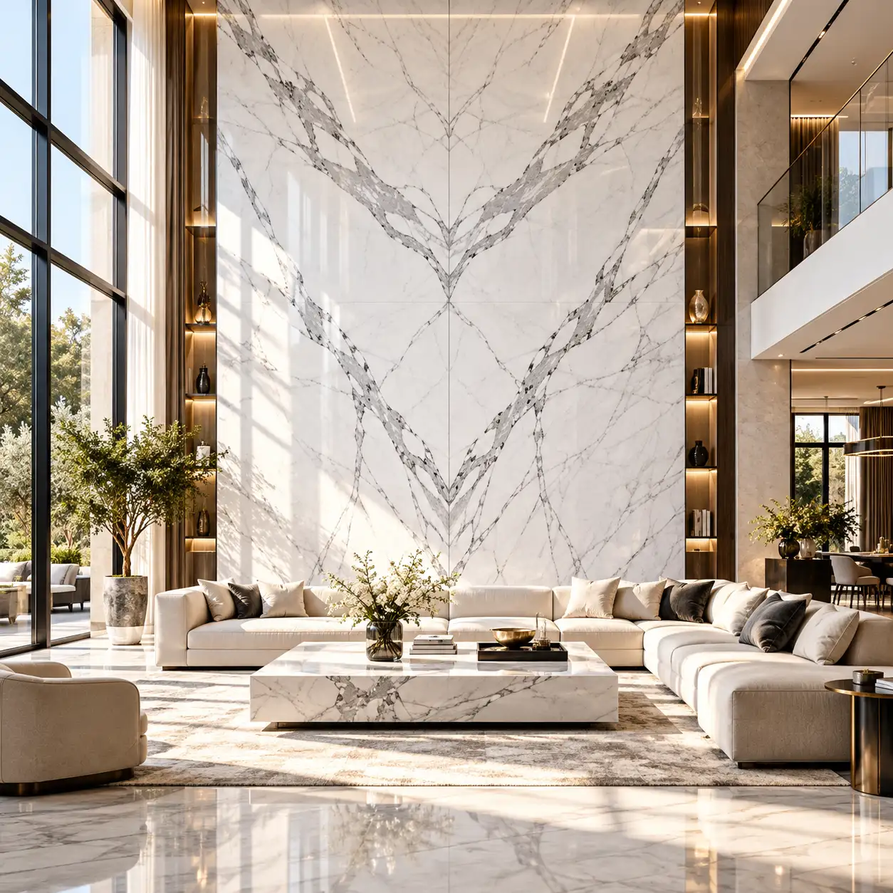 Designing Bookmatched Statuario Marble Feature Walls: Luxury Masterclass