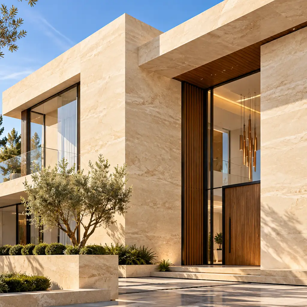 Moca Cream Limestone for Modern Exterior Facades and Wall Cladding