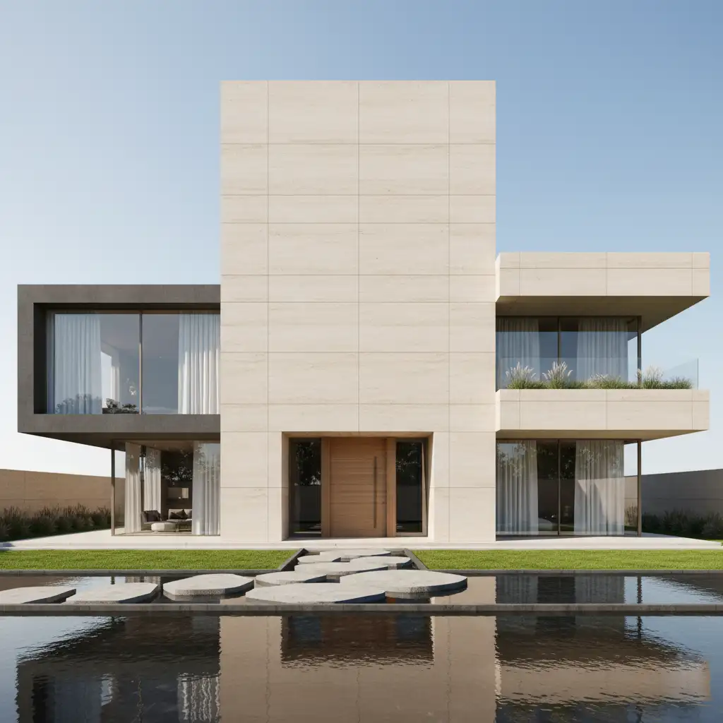 Ferragamo limestone used for floors and cladding in a luxury facade